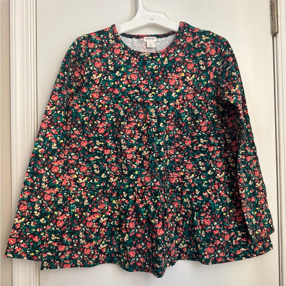 NWT J Crew Crewcuts Floral Flounce Long sleeve Shirt